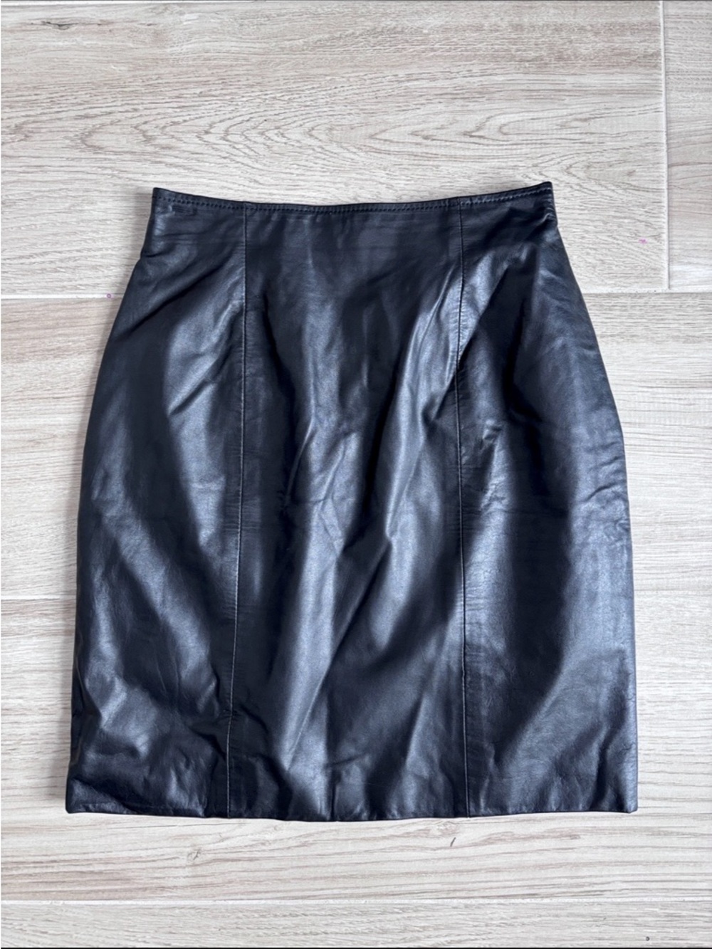 Byrnes & Baker Genuine Leather Black Pencil Mini Skirt Size 0